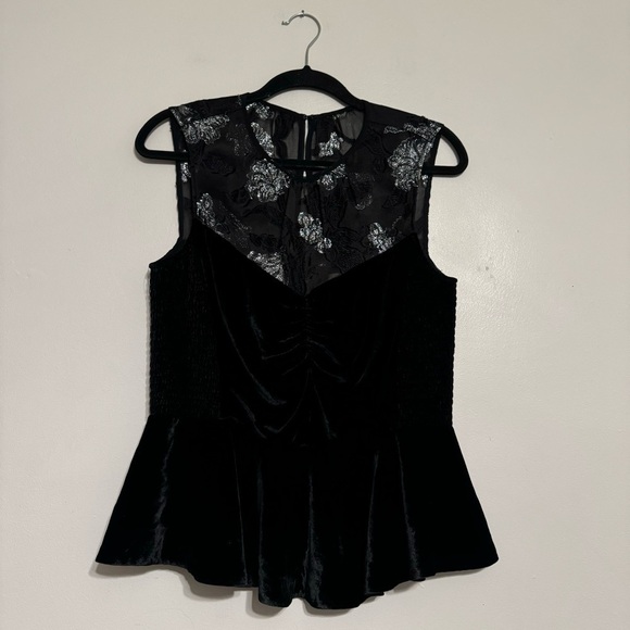 Rebecca Taylor Organza Velvet Sleeveless Peplum Top - Size 10 - Picture 6 of 12